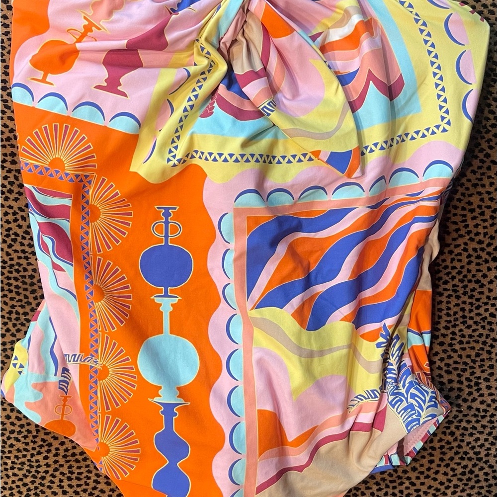 Vibrant Orange and Blue One Piece Swim